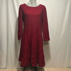Dana Buchman Patterned Sweater Dress Burgundy Size Large